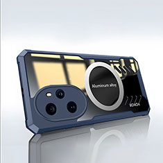 Coque Ultra Slim Silicone Souple Transparente avec Mag-Safe Magnetic Magnetique P02 pour Huawei Honor 100 Pro 5G Bleu