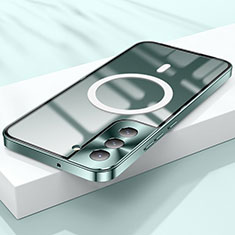 Coque Ultra Slim Silicone Souple Transparente avec Mag-Safe Magnetic Magnetique pour Samsung Galaxy S21 FE 5G Vert
