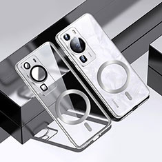 Coque Ultra Slim Silicone Souple Transparente avec Mag-Safe Magnetic Magnetique S01 pour Huawei P60 Argent