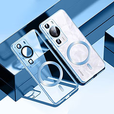 Coque Ultra Slim Silicone Souple Transparente avec Mag-Safe Magnetic Magnetique S01 pour Huawei P60 Bleu Ciel