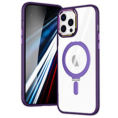 Coque Ultra Slim Silicone Souple Transparente avec Mag-Safe Magnetic Magnetique SD1 pour Apple iPhone 12 Pro Violet