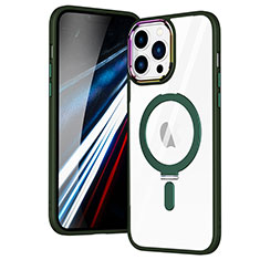 Coque Ultra Slim Silicone Souple Transparente avec Mag-Safe Magnetic Magnetique SD1 pour Apple iPhone 13 Pro Max Vert
