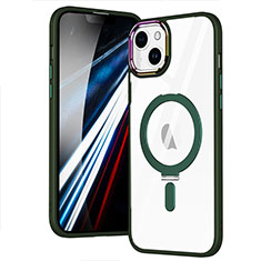 Coque Ultra Slim Silicone Souple Transparente avec Mag-Safe Magnetic Magnetique SD1 pour Apple iPhone 14 Plus Vert