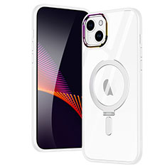Coque Ultra Slim Silicone Souple Transparente avec Mag-Safe Magnetic Magnetique SD1 pour Apple iPhone 15 Plus Argent