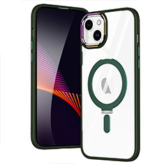 Coque Ultra Slim Silicone Souple Transparente avec Mag-Safe Magnetic Magnetique SD1 pour Apple iPhone 15 Plus Vert