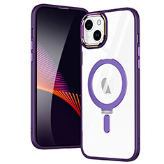 Coque Ultra Slim Silicone Souple Transparente avec Mag-Safe Magnetic Magnetique SD1 pour Apple iPhone 15 Plus Violet