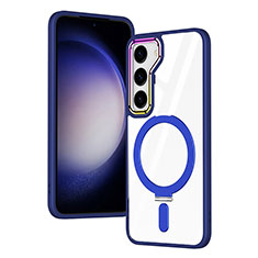 Coque Ultra Slim Silicone Souple Transparente avec Mag-Safe Magnetic Magnetique SD1 pour Samsung Galaxy S21 5G Bleu