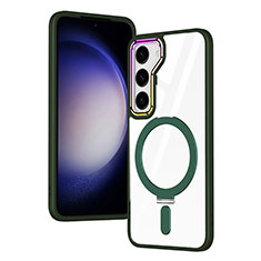 Coque Ultra Slim Silicone Souple Transparente avec Mag-Safe Magnetic Magnetique SD1 pour Samsung Galaxy S21 5G Vert