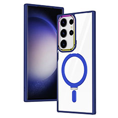 Coque Ultra Slim Silicone Souple Transparente avec Mag-Safe Magnetic Magnetique SD1 pour Samsung Galaxy S21 Ultra 5G Bleu