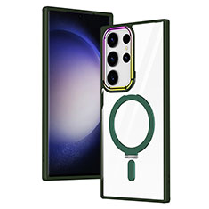 Coque Ultra Slim Silicone Souple Transparente avec Mag-Safe Magnetic Magnetique SD1 pour Samsung Galaxy S21 Ultra 5G Vert