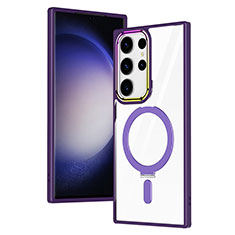 Coque Ultra Slim Silicone Souple Transparente avec Mag-Safe Magnetic Magnetique SD1 pour Samsung Galaxy S22 Ultra 5G Violet