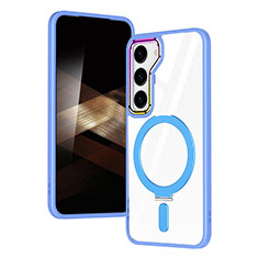 Coque Ultra Slim Silicone Souple Transparente avec Mag-Safe Magnetic Magnetique SD1 pour Samsung Galaxy S24 5G Bleu Ciel