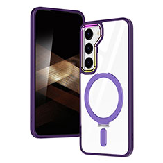 Coque Ultra Slim Silicone Souple Transparente avec Mag-Safe Magnetic Magnetique SD1 pour Samsung Galaxy S24 5G Violet