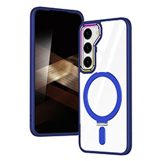 Coque Ultra Slim Silicone Souple Transparente avec Mag-Safe Magnetic Magnetique SD1 pour Samsung Galaxy S24 Plus 5G Bleu