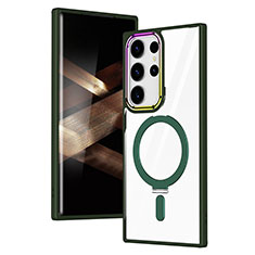 Coque Ultra Slim Silicone Souple Transparente avec Mag-Safe Magnetic Magnetique SD1 pour Samsung Galaxy S24 Ultra 5G Vert