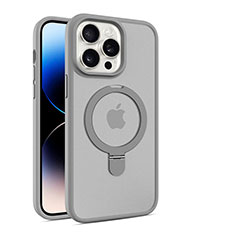 Coque Ultra Slim Silicone Souple Transparente avec Mag-Safe Magnetic Magnetique T02 pour Apple iPhone 15 Pro Max Gris Fonce