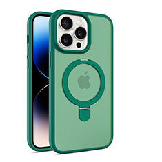 Coque Ultra Slim Silicone Souple Transparente avec Mag-Safe Magnetic Magnetique T02 pour Apple iPhone 15 Pro Max Vert