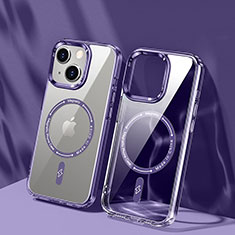 Coque Ultra Slim Silicone Souple Transparente avec Mag-Safe Magnetic Magnetique TB1 pour Apple iPhone 14 Plus Violet