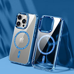 Coque Ultra Slim Silicone Souple Transparente avec Mag-Safe Magnetic Magnetique TB1 pour Apple iPhone 15 Pro Bleu