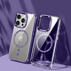 Coque Ultra Slim Silicone Souple Transparente avec Mag-Safe Magnetic Magnetique TB1 pour Apple iPhone 15 Pro Violet