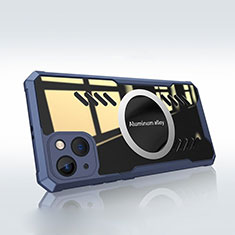 Coque Ultra Slim Silicone Souple Transparente avec Mag-Safe Magnetic Magnetique XD1 pour Apple iPhone 14 Plus Bleu