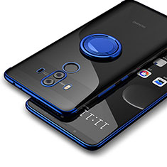 Coque Ultra Slim Silicone Souple Transparente avec Support Bague Anneau pour Huawei Mate 10 Pro Bleu