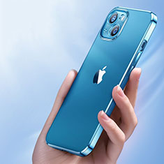 Coque Ultra Slim Silicone Souple Transparente pour Apple iPhone 14 Bleu