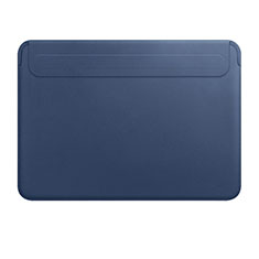 Double Pochette Housse Cuir L01 pour Apple MacBook 12 pouces Bleu