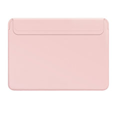 Double Pochette Housse Cuir L01 pour Apple MacBook 12 pouces Rose