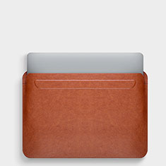 Double Pochette Housse Cuir L02 pour Apple MacBook 12 pouces Marron