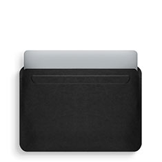 Double Pochette Housse Cuir L02 pour Apple MacBook 12 pouces Noir