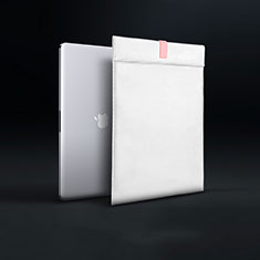 Double Pochette Housse Cuir L03 pour Apple MacBook 12 pouces Blanc