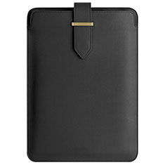 Double Pochette Housse Cuir L04 pour Apple MacBook Air 13 pouces Noir