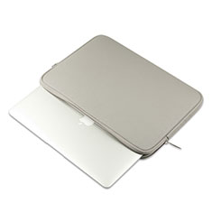 Double Pochette Housse Cuir L16 pour Apple MacBook 12 pouces Gris