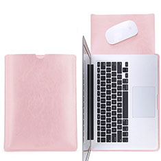 Double Pochette Housse Cuir L17 pour Apple MacBook Pro 13 pouces Rose