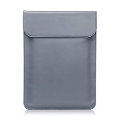 Double Pochette Housse Cuir L21 pour Apple MacBook 12 pouces Gris