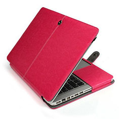 Double Pochette Housse Cuir L24 pour Apple MacBook Air 13 pouces (2020) Rose Rouge