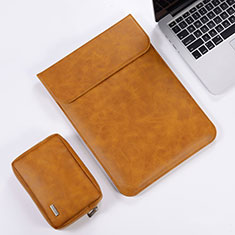 Double Pochette Housse Cuir pour Apple MacBook Air 13 pouces (2020) Orange