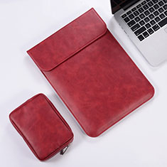 Double Pochette Housse Cuir pour Apple MacBook Pro 13 pouces Rouge
