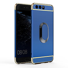 Etui Bumper Luxe Metal et Plastique avec Support Bague Anneau A02 pour Huawei P10 Bleu