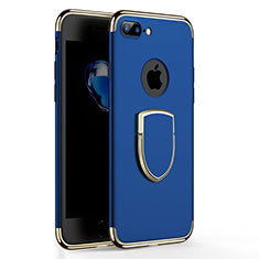 Etui Bumper Luxe Metal et Plastique avec Support Bague Anneau A03 pour Apple iPhone 7 Plus Bleu