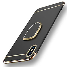 Etui Bumper Luxe Metal et Plastique avec Support Bague Anneau F05 pour Apple iPhone X Noir
