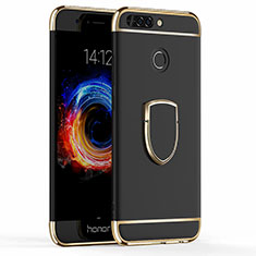 Etui Bumper Luxe Metal et Plastique avec Support Bague Anneau pour Huawei Honor 8 Pro Noir