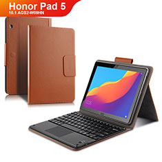 Etui Clapet Portefeuille Livre Cuir avec Clavier pour Huawei Honor Pad 5 10.1 AGS2-W09HN AGS2-AL00HN Marron