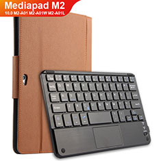 Etui Clapet Portefeuille Livre Cuir avec Clavier pour Huawei MediaPad M2 10.0 M2-A01 M2-A01W M2-A01L Marron