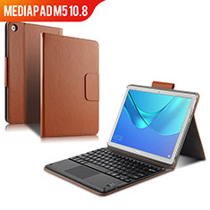 Etui Clapet Portefeuille Livre Cuir avec Clavier pour Huawei MediaPad M5 10.8 Marron