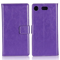 Etui Clapet Portefeuille Livre Cuir L01 pour Sony Xperia XZ1 Compact Violet