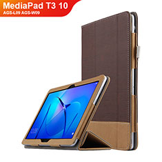 Etui Clapet Portefeuille Livre Cuir L06 pour Huawei MediaPad T3 10 AGS-L09 AGS-W09 Marron