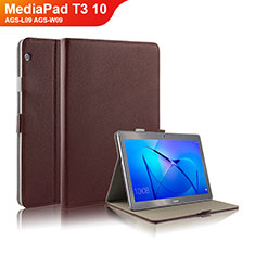 Etui Clapet Portefeuille Livre Cuir pour Huawei MediaPad T3 10 AGS-L09 AGS-W09 Marron
