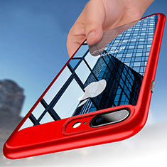 Etui Contour Silicone et Vitre Transparente B01 pour Apple iPhone 7 Plus Rouge